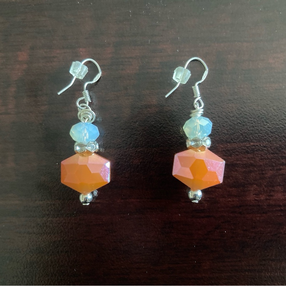 Handmade Elegant Pink and White Beaded Earrings